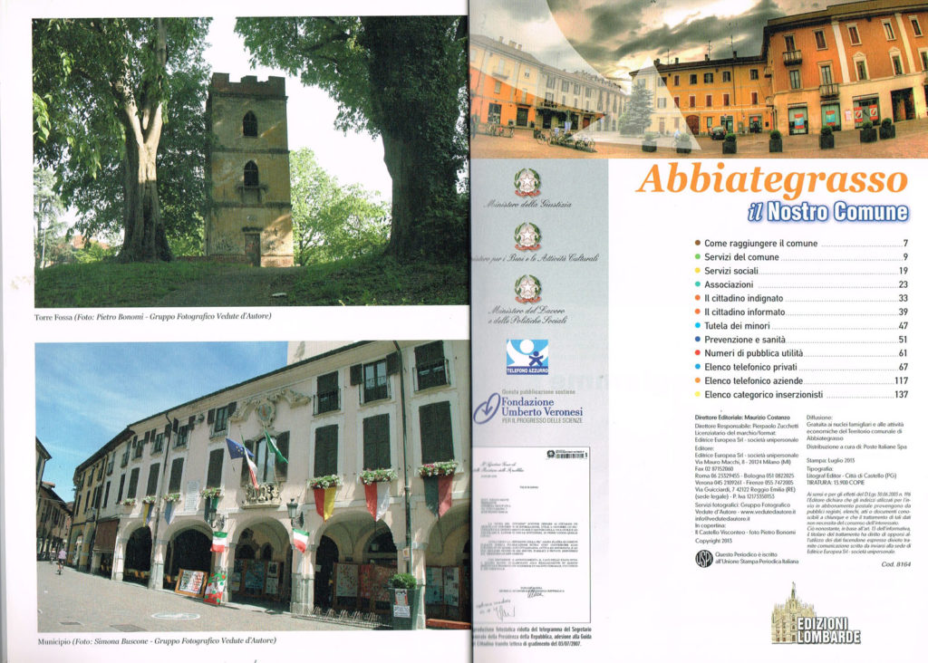 1 Pagina interna della Guida Noi Cittadini - Abbiategrasso (Torre della Fossa e Municipio Piazza Marconi) Foto Vedute D'Autore